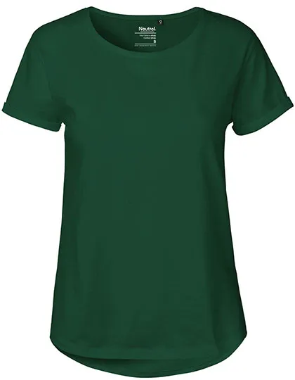 Damen-T-Shirt aus Bio-Baumwolle mit Krempelärmeln