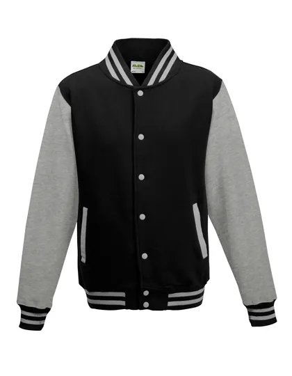 Collegejacke mit Kontrastärmeln und Druckknöpfen