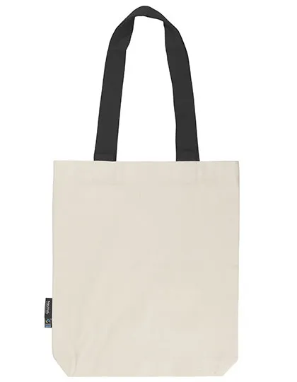 Bio-Baumwolltasche mit langen Kontrasthenkeln
