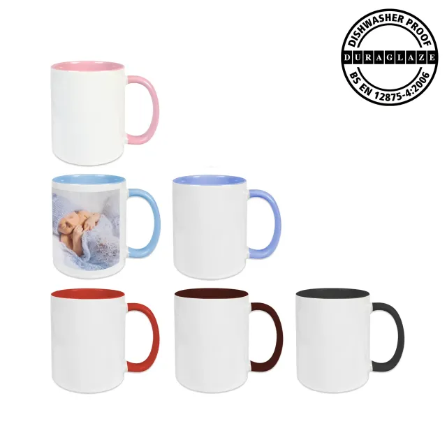 Keramiktasse 330 ml mit farbiger Innenseite und Henkel