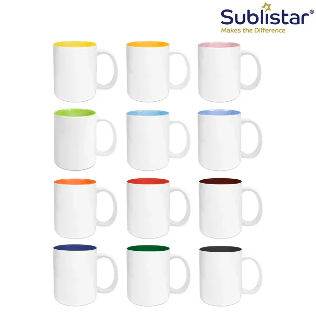 Keramiktasse 330 ml, außen weiß und innen farbig