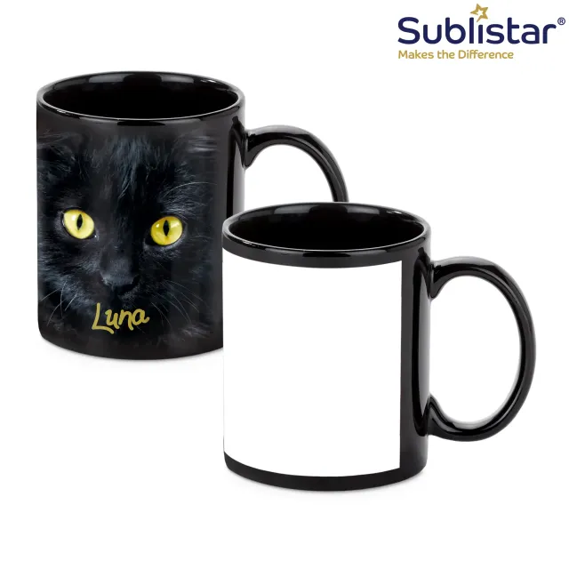 Schwarze Keramiktasse 330 ml mit weißer Fläche