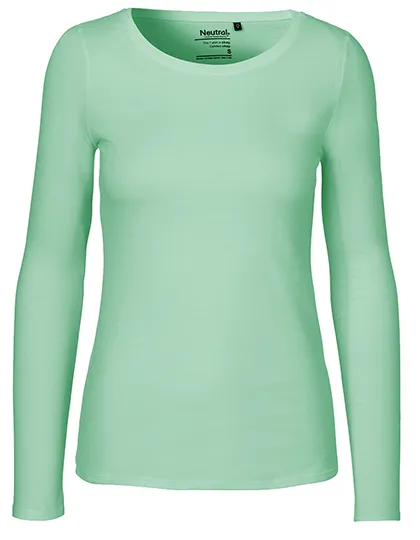 Schmal geschnittenes Damen-Langarmshirt aus Bio-Baumwolle in Dusty Mint