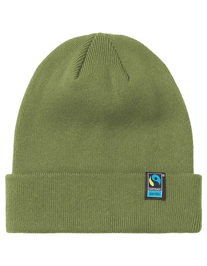 Klassische Strickmütze aus Bio-Baumwolle mit Umschlag in Military