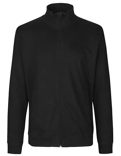 Unisex-Sweatjacke aus Bio-Baumwolle mit Stehkragen in Black