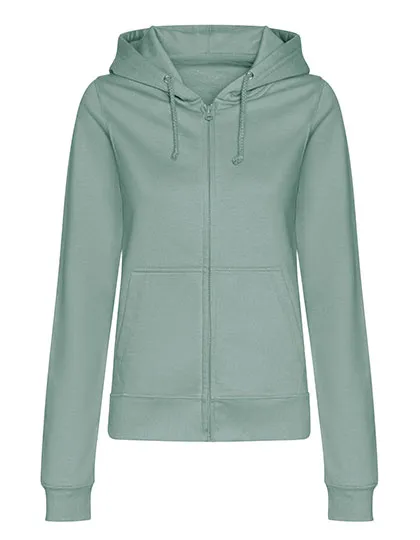 Damen-Kapuzen-Sweatjacke aus Baumwollmix in Dusty Green