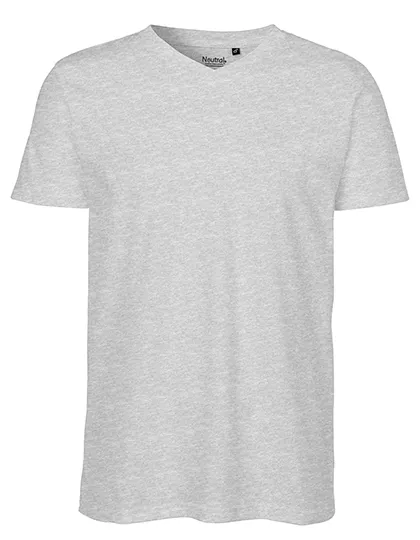 Herren-T-Shirt aus Bio-Baumwolle mit V-Ausschnitt in Sport Grey