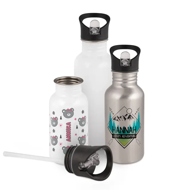 Edelstahl-Trinkflasche in Weiß