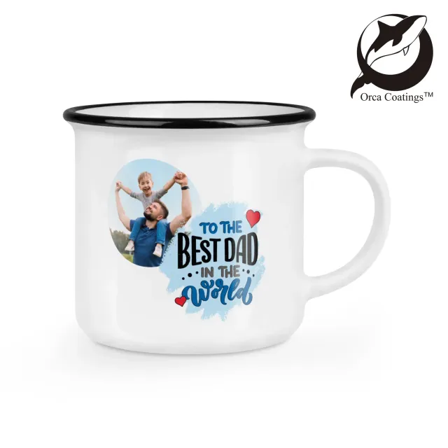 Keramiktasse im Retro-Look in Weiß / Schwarz
