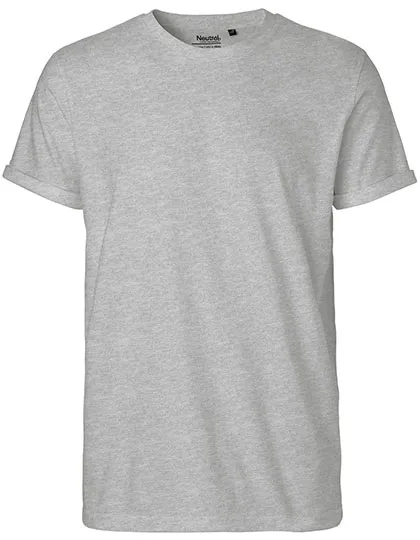 Herren-T-Shirt aus Bio-Baumwolle mit Krempelärmeln in Sport Grey