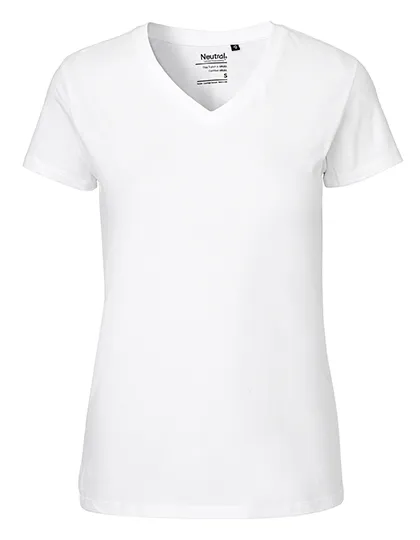 Damen-T-Shirt aus Bio-Baumwolle mit V-Ausschnitt in White