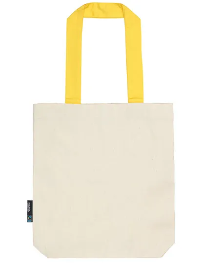 Bio-Baumwolltasche mit langen Kontrasthenkeln in Nature / Yellow