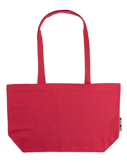 Bio-Baumwoll-Einkaufstasche mit Bodenfalte in Red