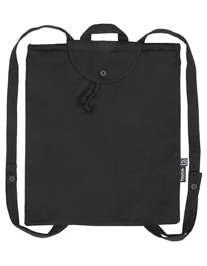 Leichter Rucksack aus Bio-Baumwolle mit Knöpfen in Black