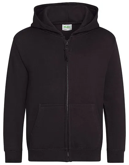 Kinder-Kapuzen-Sweatjacke ohne Kordelzug in Jet Black