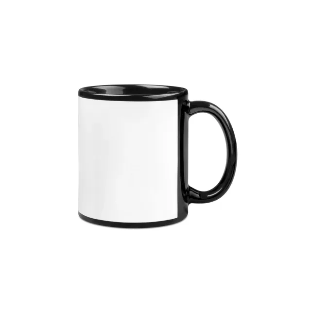 Schwarze Keramiktasse 330 ml mit weißer Fläche