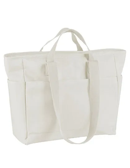 Große Tragetasche aus recyceltem Polyester, 32 Liter in Beige