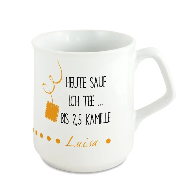 Weiße Keramiktasse mit besonderem Henkel
