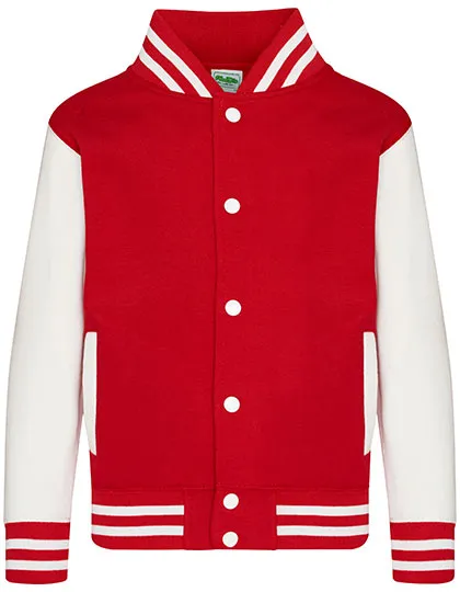 Kinder-Collegejacke mit Kontrastärmeln in Fire Red / White