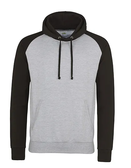 Baseball-Hoodie mit Kontrastärmeln in Heather Grey / Jet Black