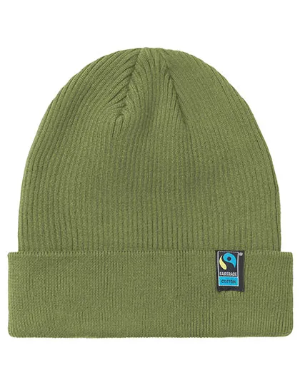 Strickmütze aus Bio-Baumwolle mit Umschlag in Military
