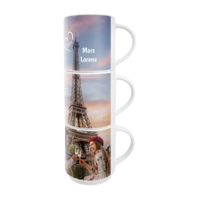 Stapelbare Keramiktasse 250 ml, weiß glänzend