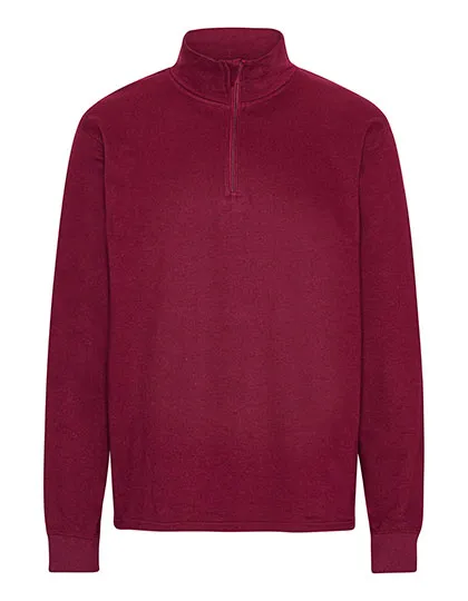 Bio-Baumwoll-Sweatshirt mit kurzem Reißverschluss in Bordeaux