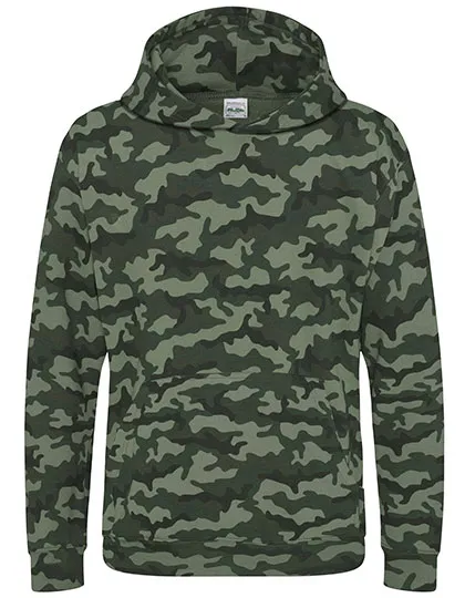 Kinder-Hoodie mit Tarnmuster ohne Kordelzug in Green Camo